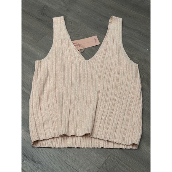 Eberjey Womens Infinite V-Neck Ribbed Sweater Tank Top Pullover Pink Sz XL NWT - Picture 8 of 10